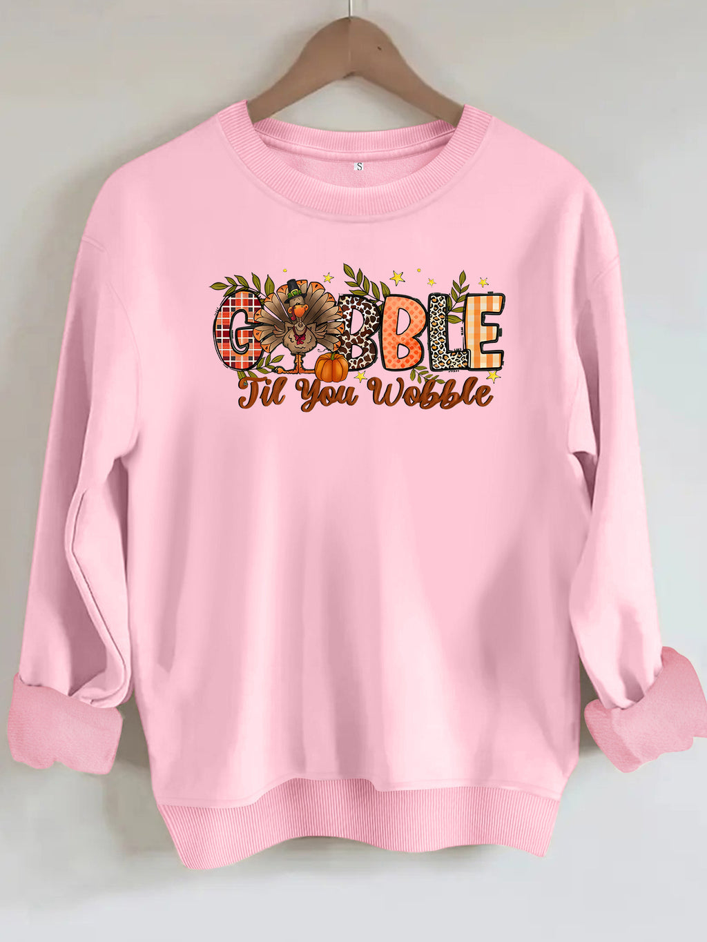 Turkey print loose fleece hoodie