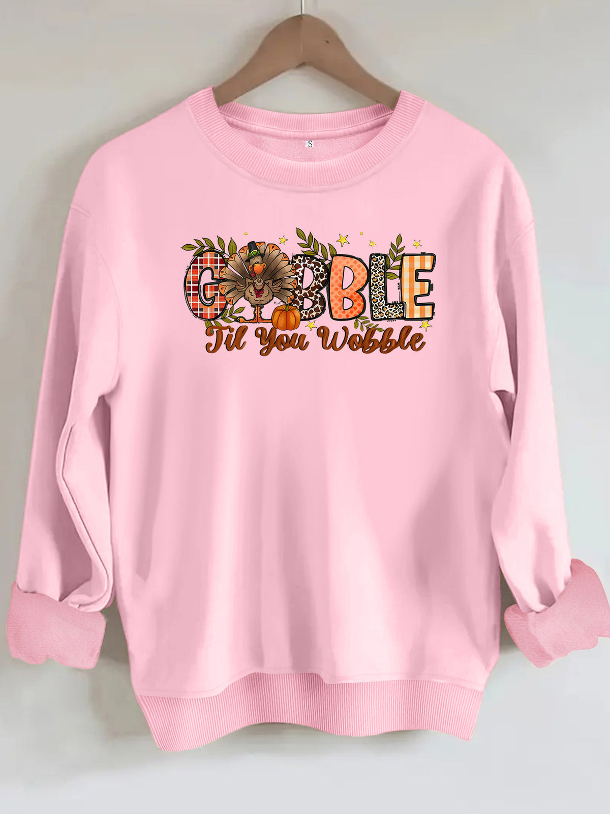Turkey print loose fleece hoodie