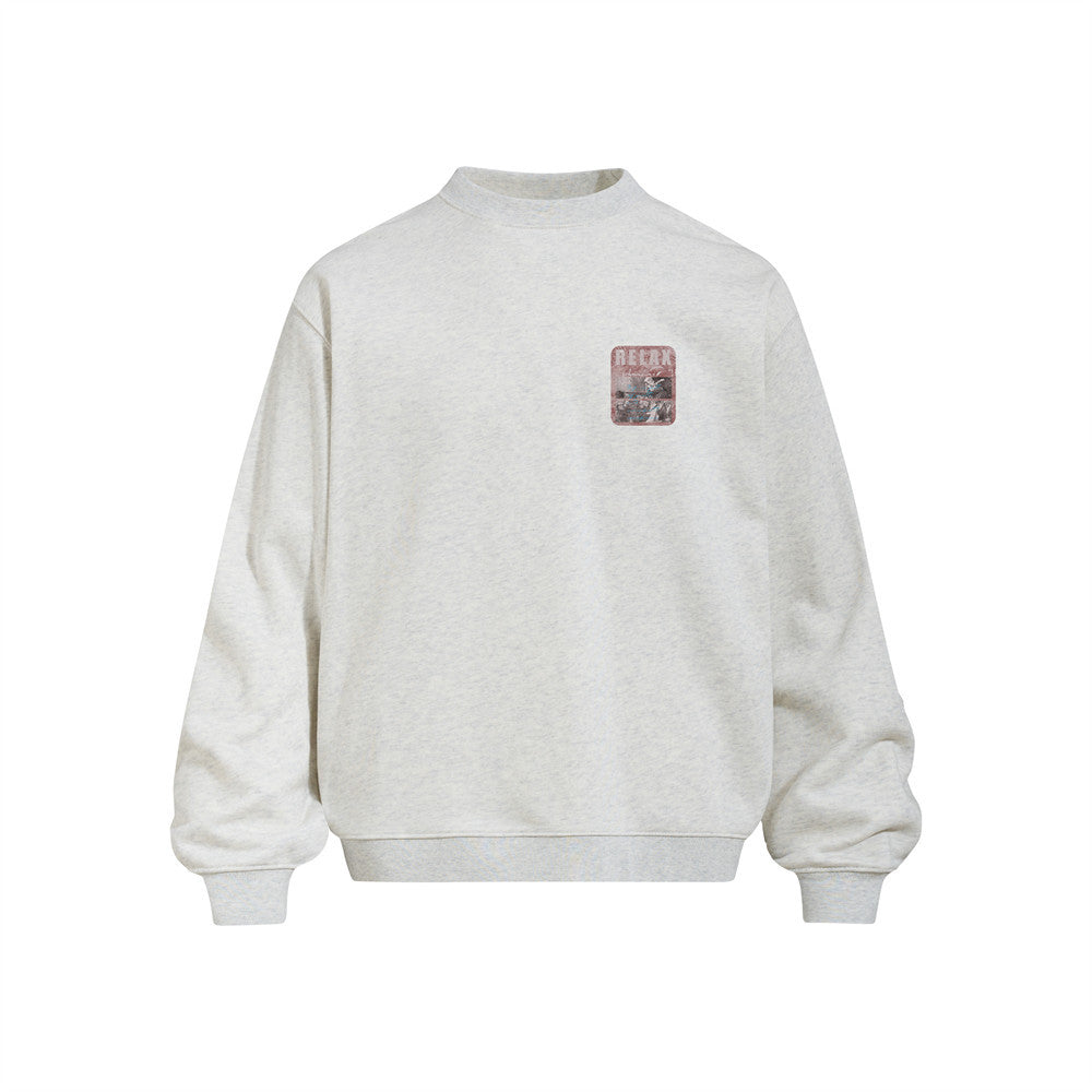 Men's  Rap Guitar Portrait Print Crewneck Sweatshirt, Loose Fit Heavyweight Casual Pullover