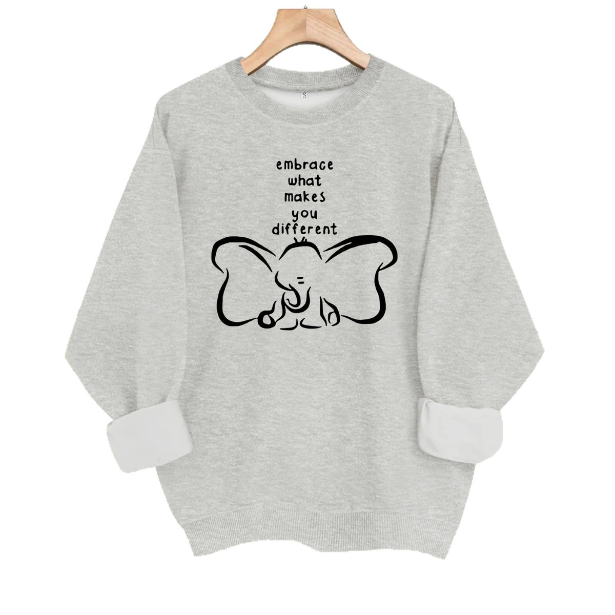 Pattern printed round neck fleece hoodie