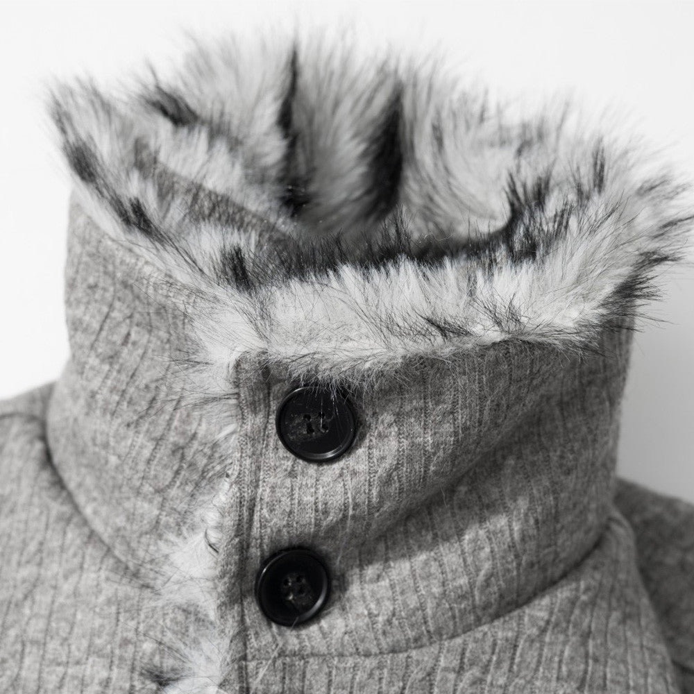Men's Vibe Style Double-Layer High Neck Knitted Cotton Padded Jacket