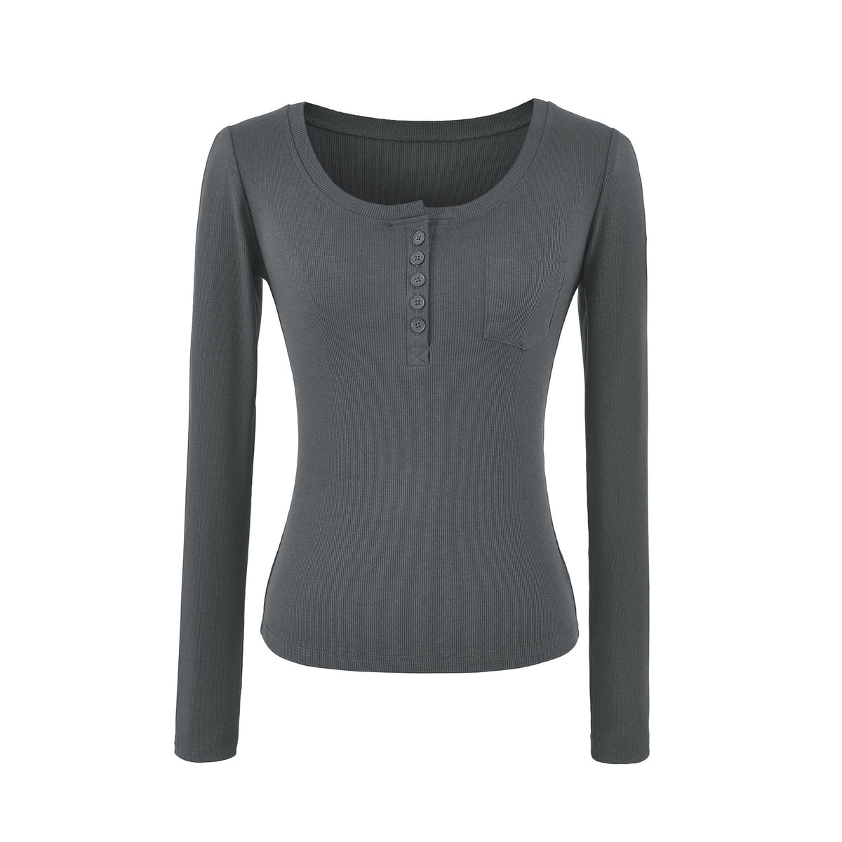 Minimalist Slim Fit Long Sleeve U-Neck T-Shirt