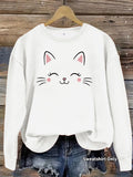 Cat face printed hoodie
