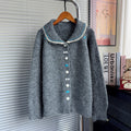 Collar lace edged sweater