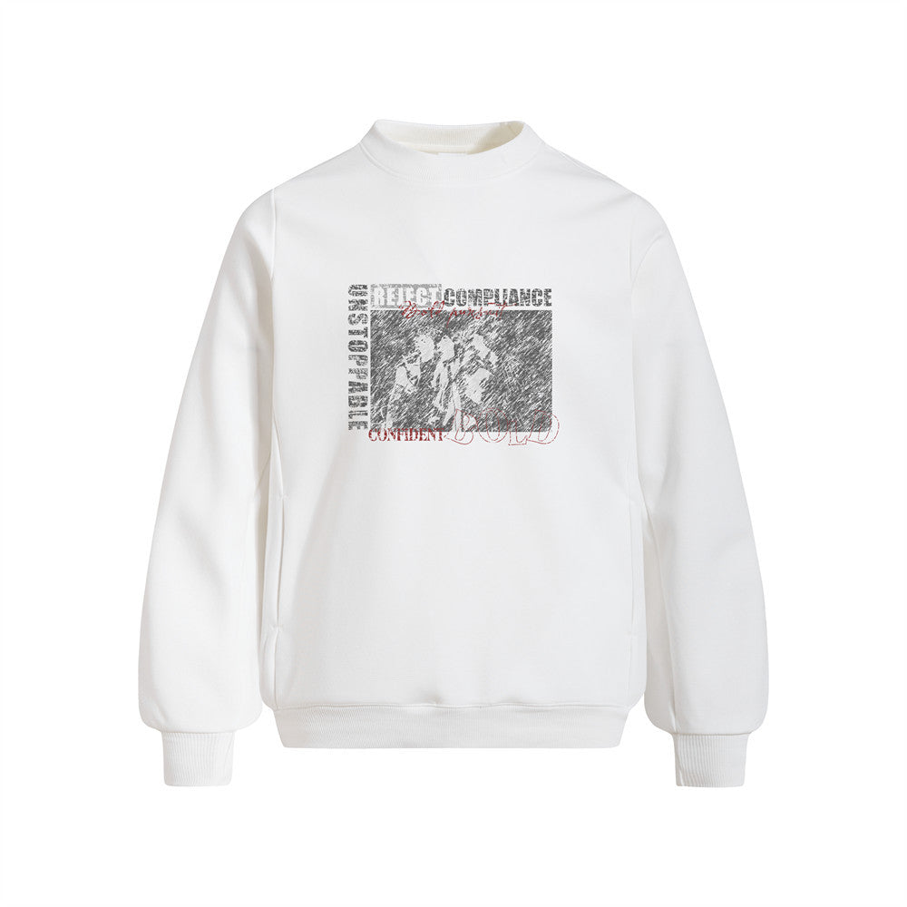 Abstract Silhouette Print Long Sleeve Crew Neck Sweatshirt Men's Loose Pullover