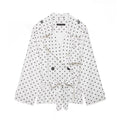 Long sleeved lapel polka dot trench coat jacket