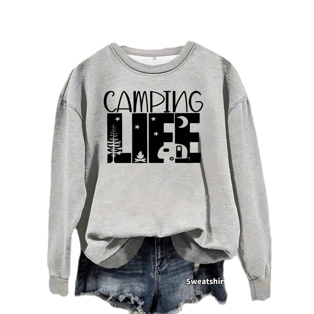 Round neck shirt with star moon letter print hoodie