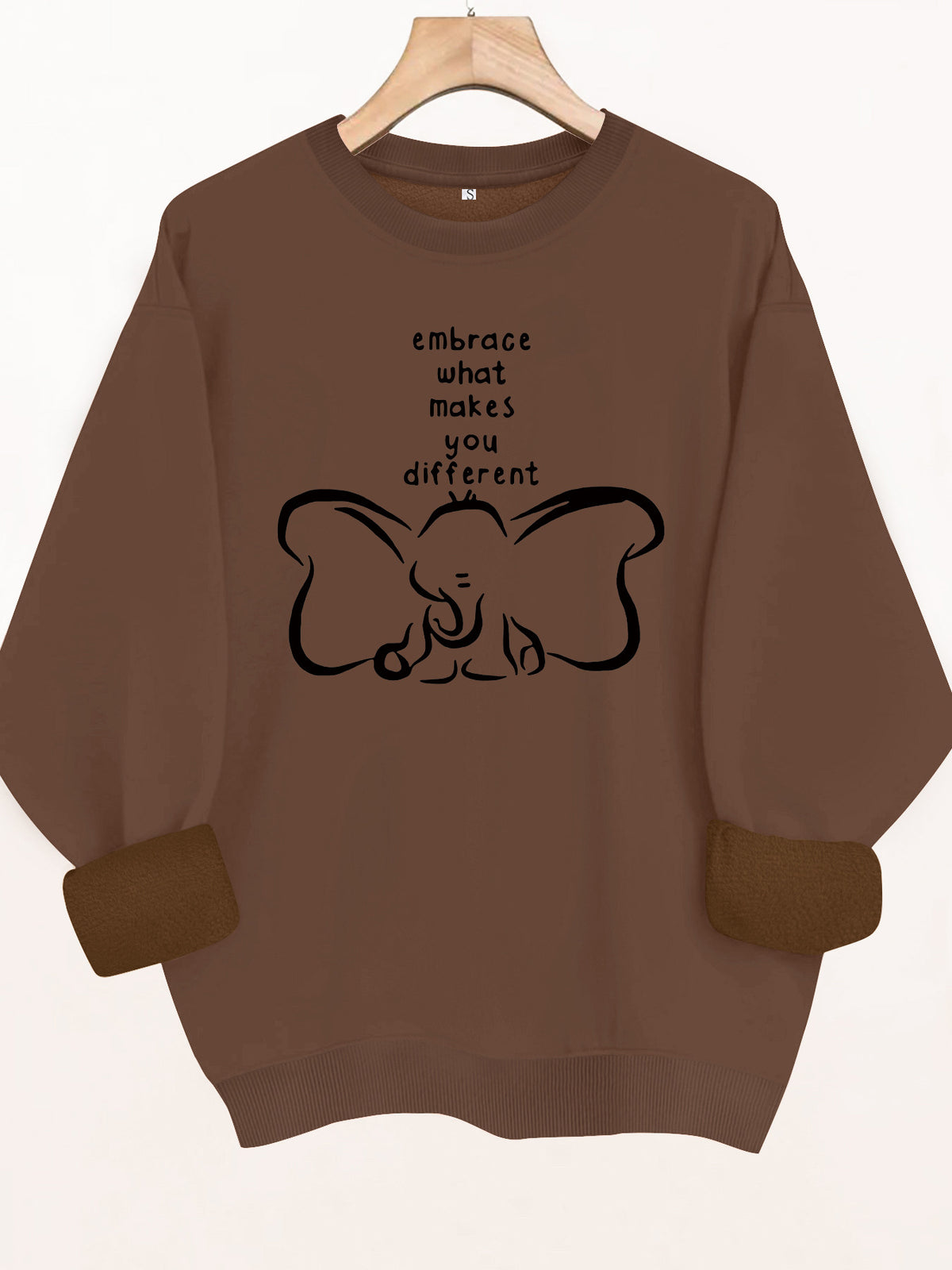 Pattern printed round neck fleece hoodie