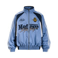 Men's  Loose Stand Collar Color Block Letter Patch Casual Sport Jacket