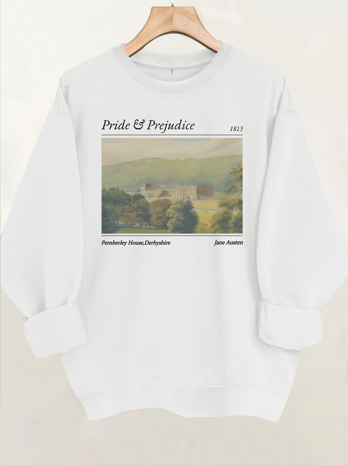 Pride and Prejudice Printed Round Neck Velvet Hoodie