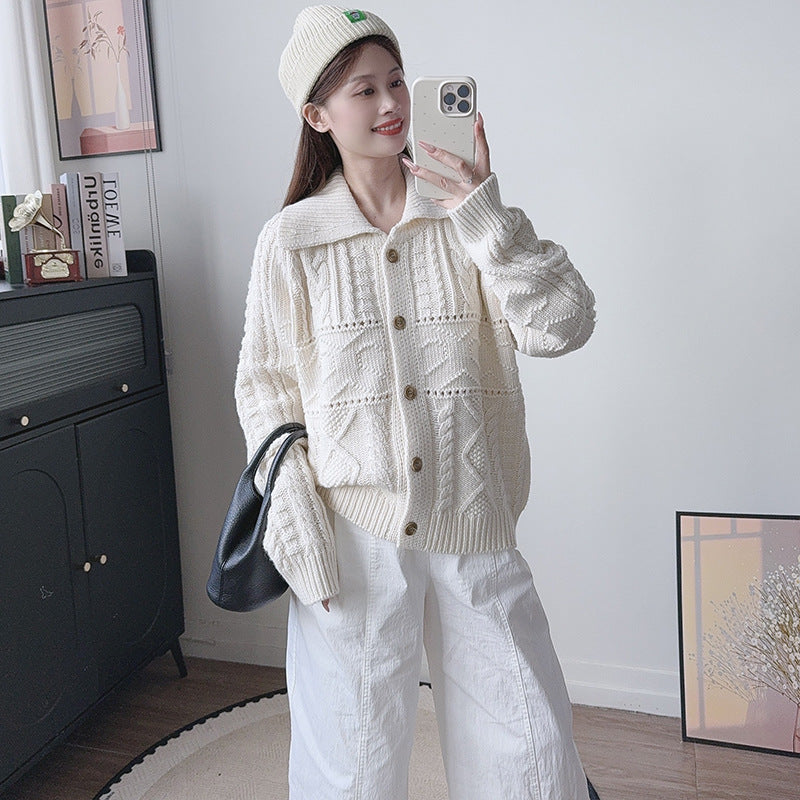 Collar long sleeved sweater