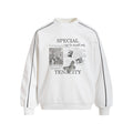 Men's Rap Character Print Contrast Stitch Crewneck Pullover Sweatshirt