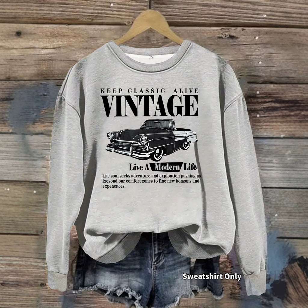 Printed loose base long sleeved fleece sweatshirt
