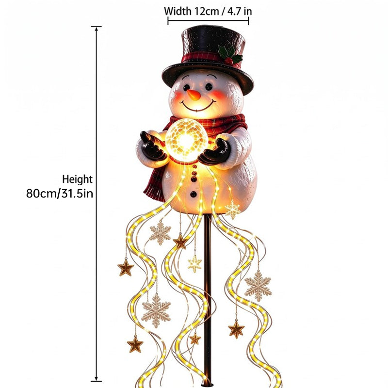 Christmas Magic Snowman LED Garden Light – Floating Snow, Magic Fountain Star Waterfall, Patio Ambiance Light