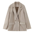 Long sleeved suede effect suit jacket for women