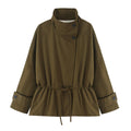 Long sleeved high neck casual loose solid color Parker jacket