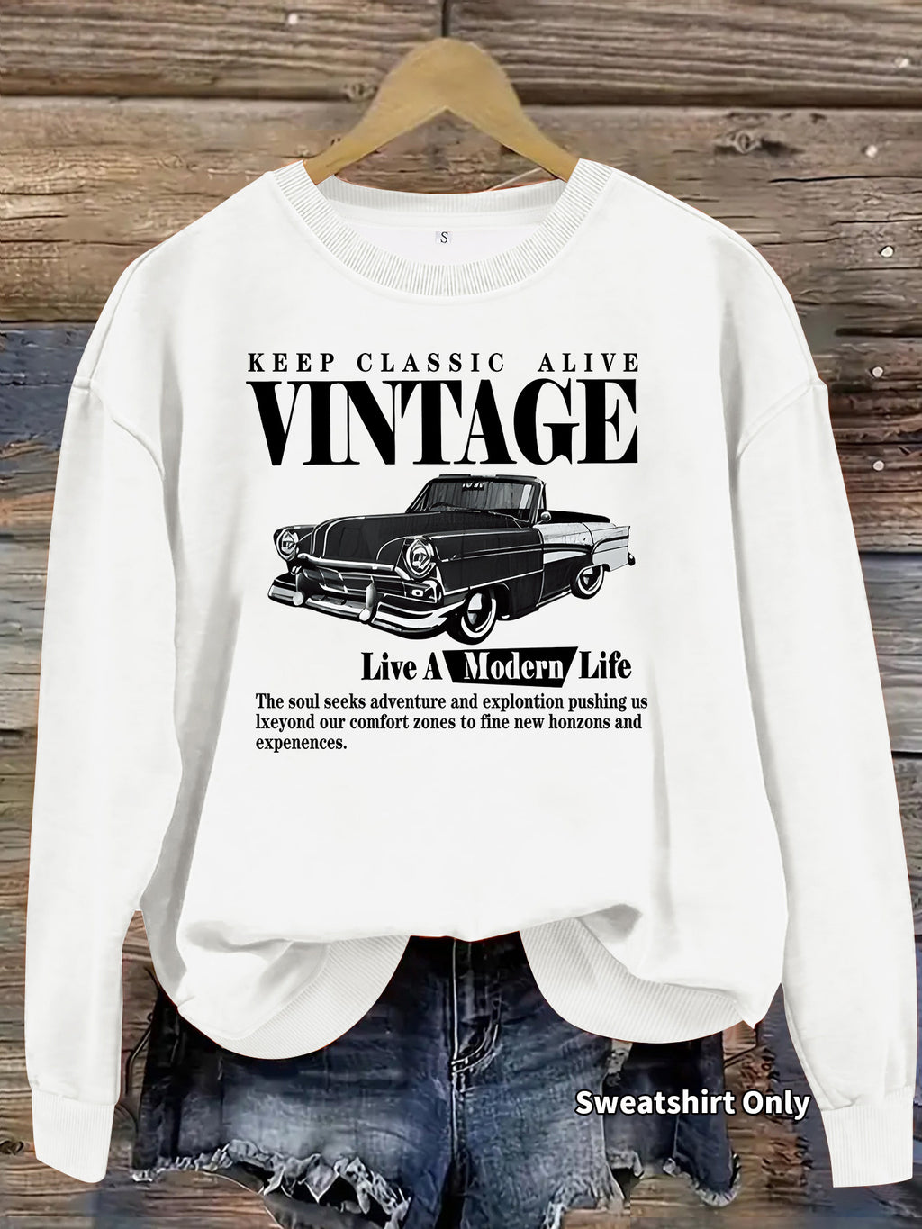 Printed loose base long sleeved fleece sweatshirt