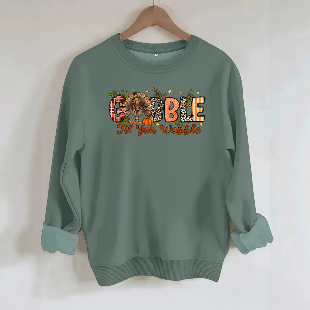 Turkey print loose fleece hoodie