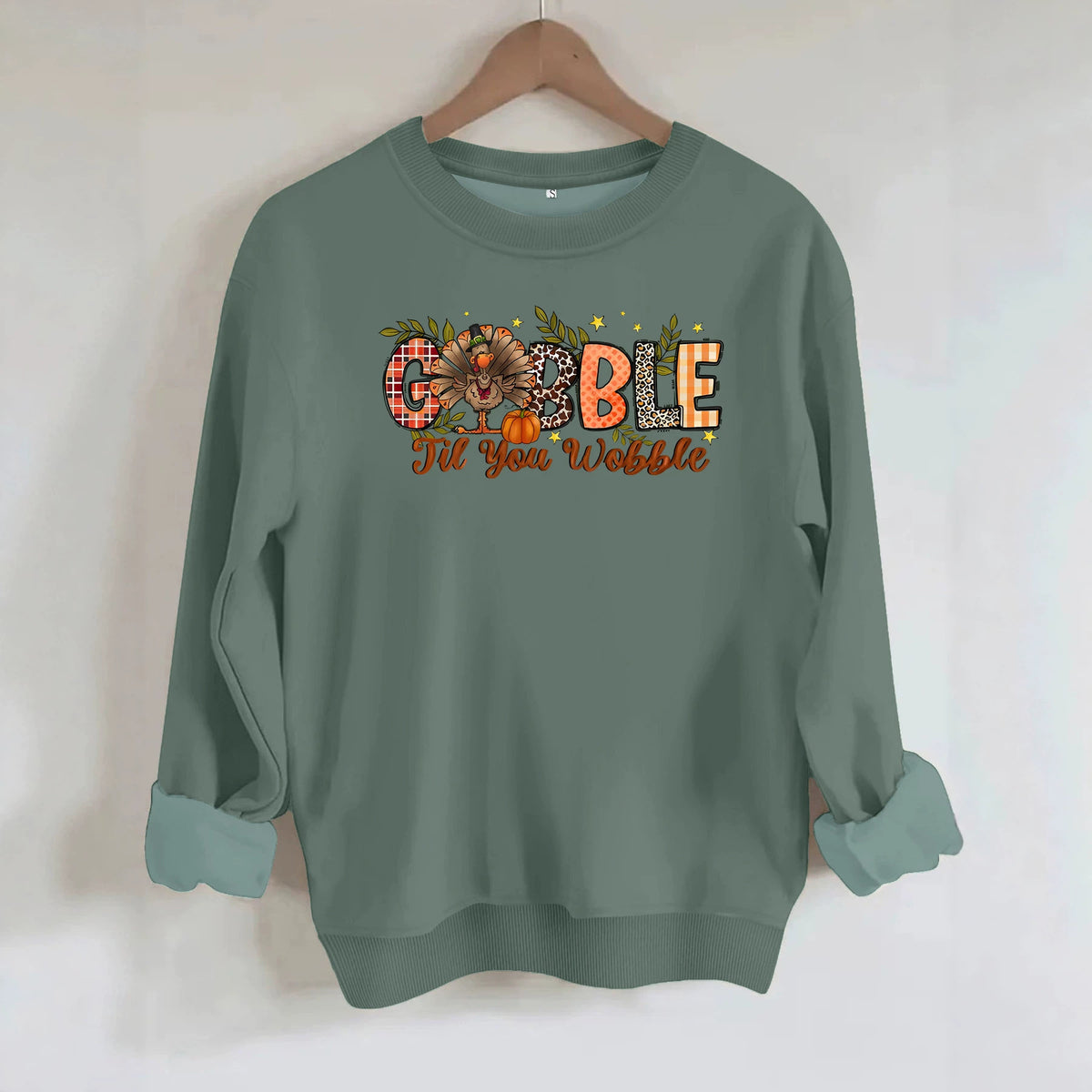 Turkey print loose fleece hoodie