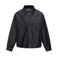 Men's Vintage Denim Jacket Streetwear Contrast Stitching Oversized Collar Jacket