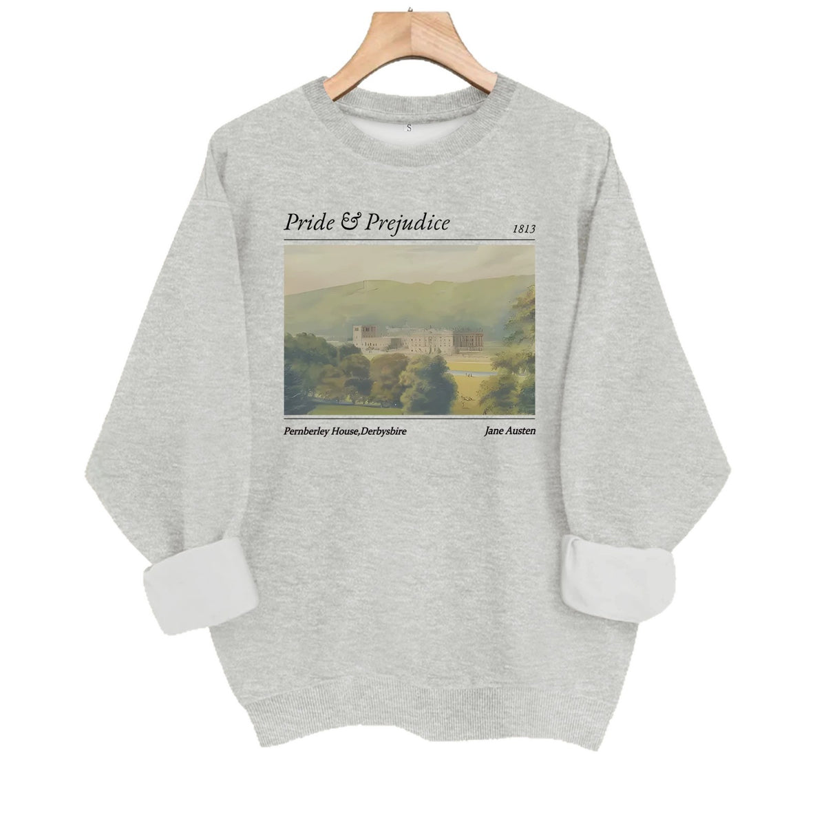 Pride and Prejudice Printed Round Neck Velvet Hoodie