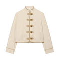 Casual loose buckle shoulder padded jacket for women