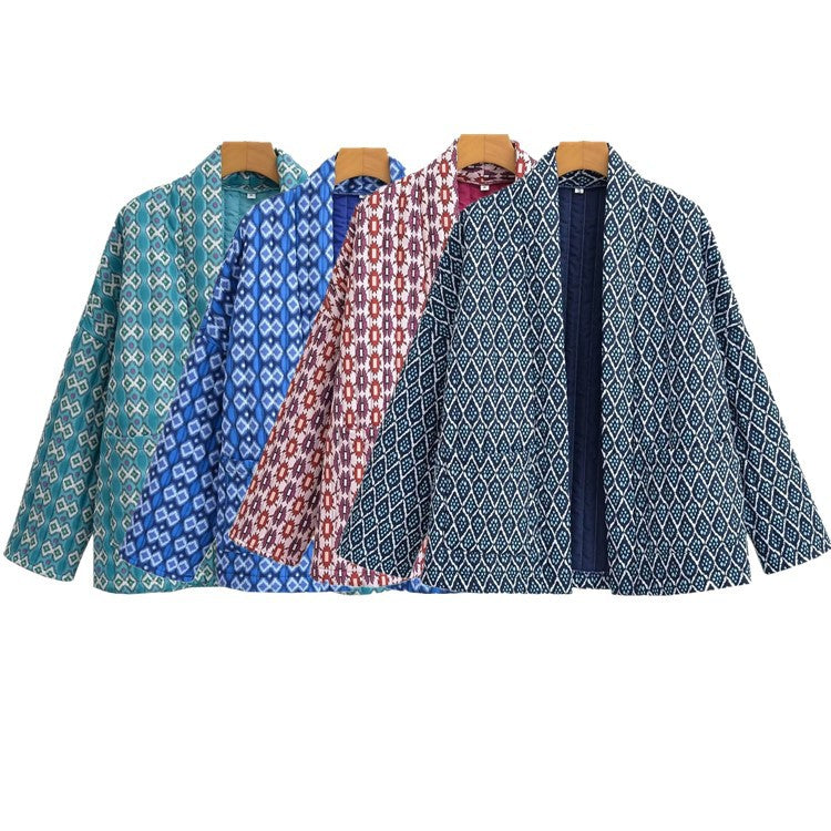 Quilted Cotton Jacket for Women Loose Casual Coat