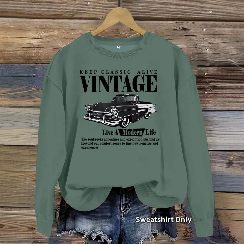Printed loose base long sleeved fleece sweatshirt