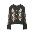 Quilted Knit Cardigan Crew Neck Sweater Top