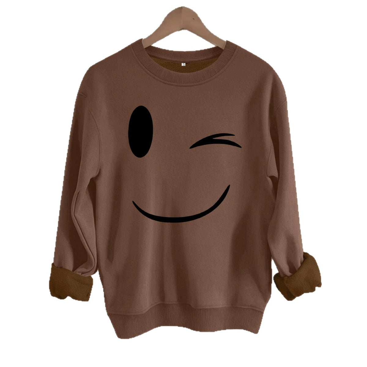 Round neck fleece hoodie