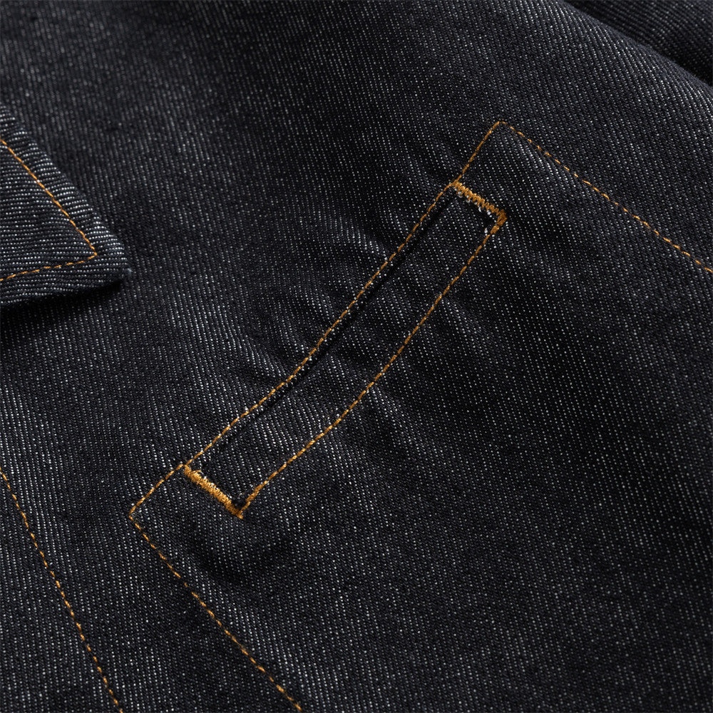 Men's Vintage Denim Jacket Streetwear Contrast Stitching Oversized Collar Jacket