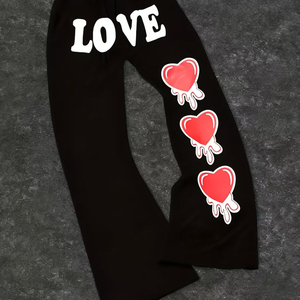 Dark Gothic Letter Print Loose Wide-leg Drawstring Unisex Sweatpants