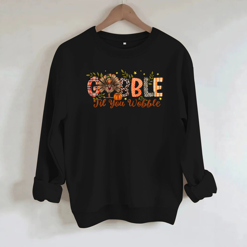 Turkey print loose fleece hoodie