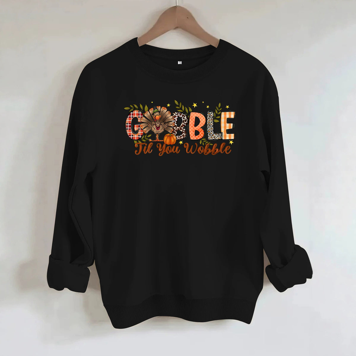 Turkey print loose fleece hoodie