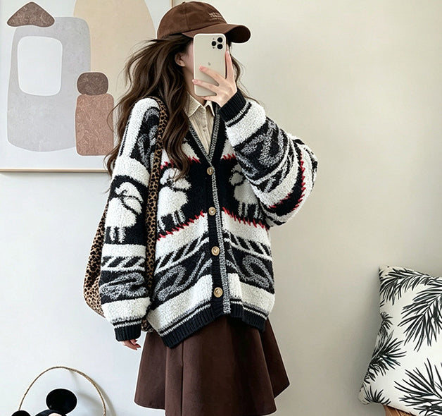 Loose V-neck sweater