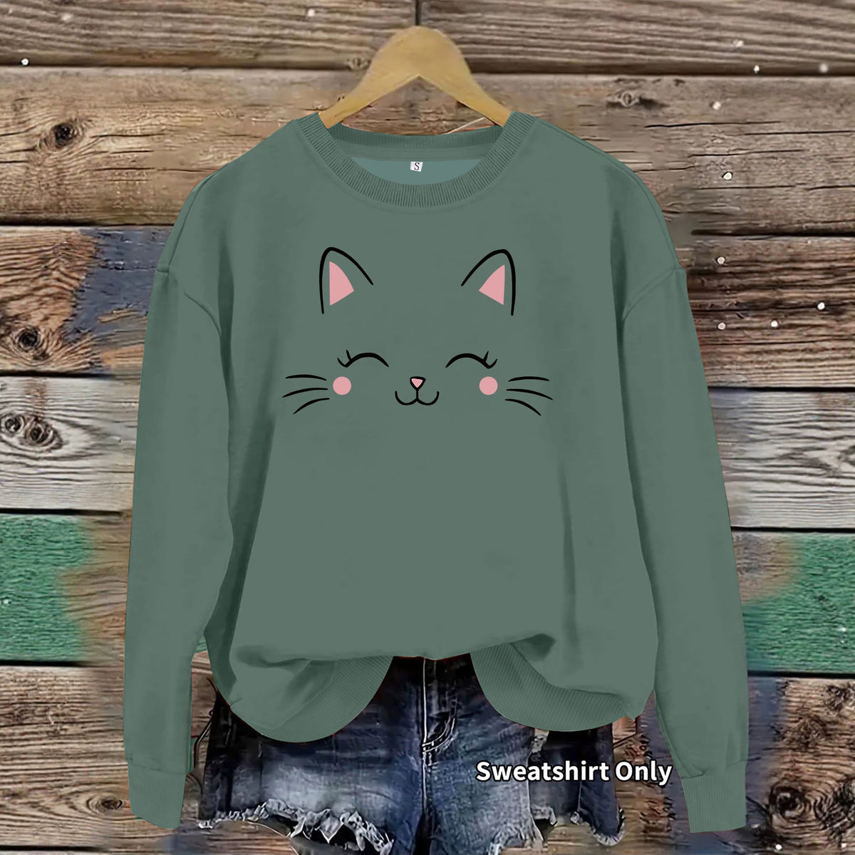 Cat face printed hoodie