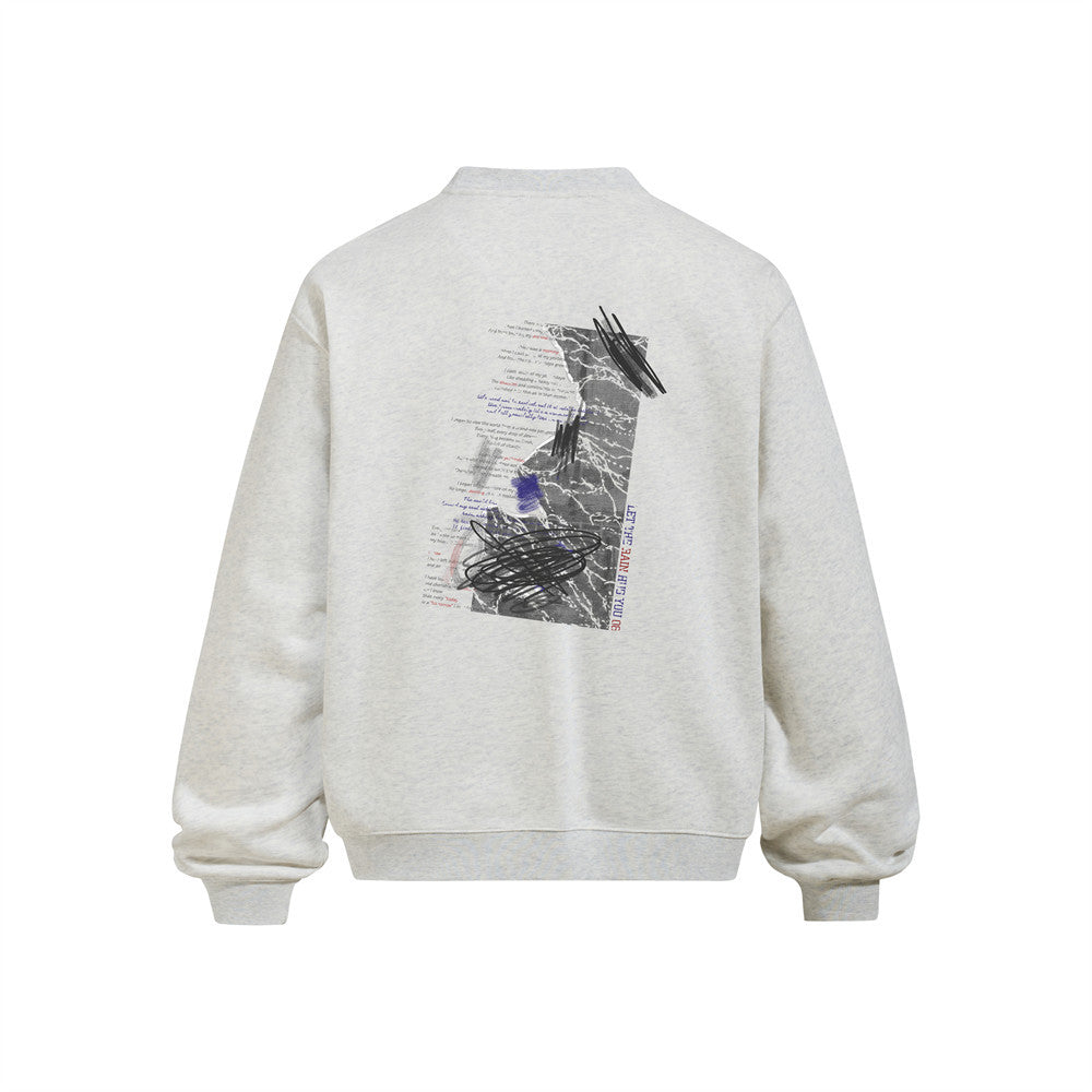 Men's  Graffiti Print Long Sleeve Crew Neck Sweatshirt