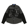 Men's Loose Hip Hop Style Color Block Irregular Plaid Long Sleeve Shirt