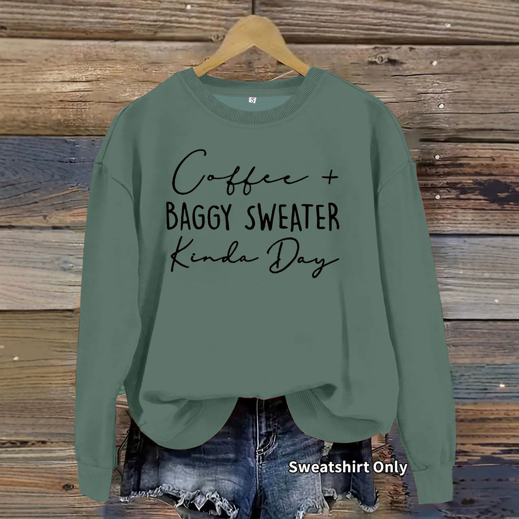 Letter printed round neck long sleeved sweatshirt