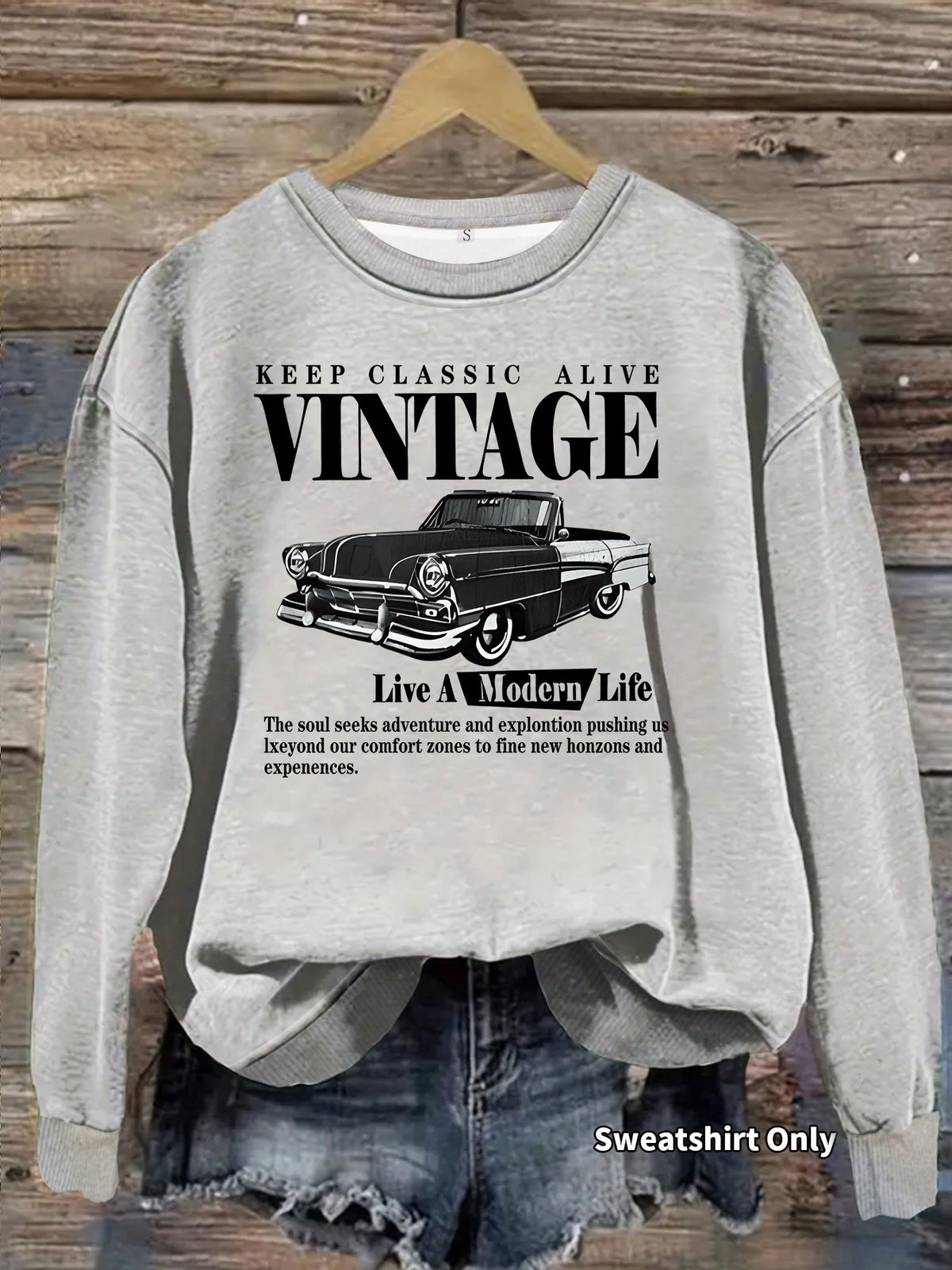 Printed loose base long sleeved fleece sweatshirt