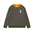 Men's  Retro Striped Long Sleeve Crew Neck Casual Loose Knit Sweater