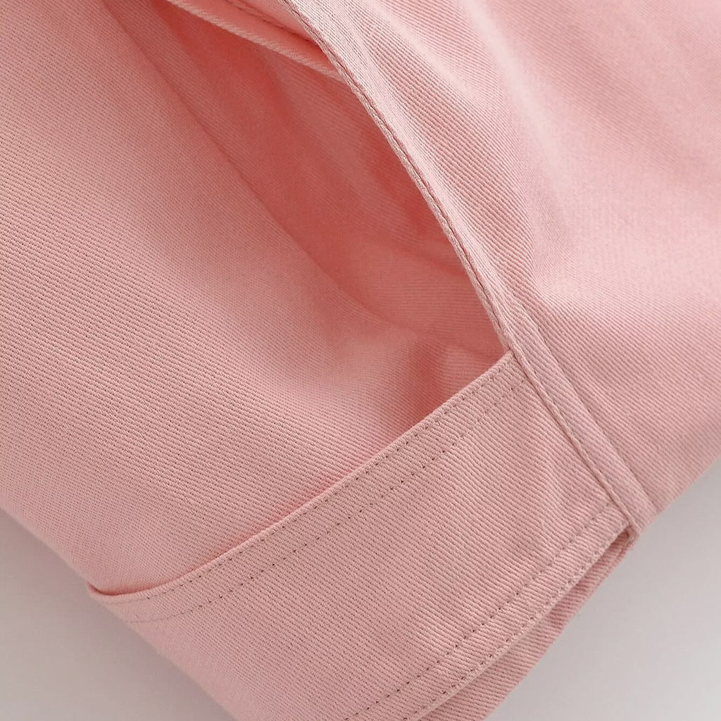 Simple and versatile long sleeved stand up collar breasted short jacket