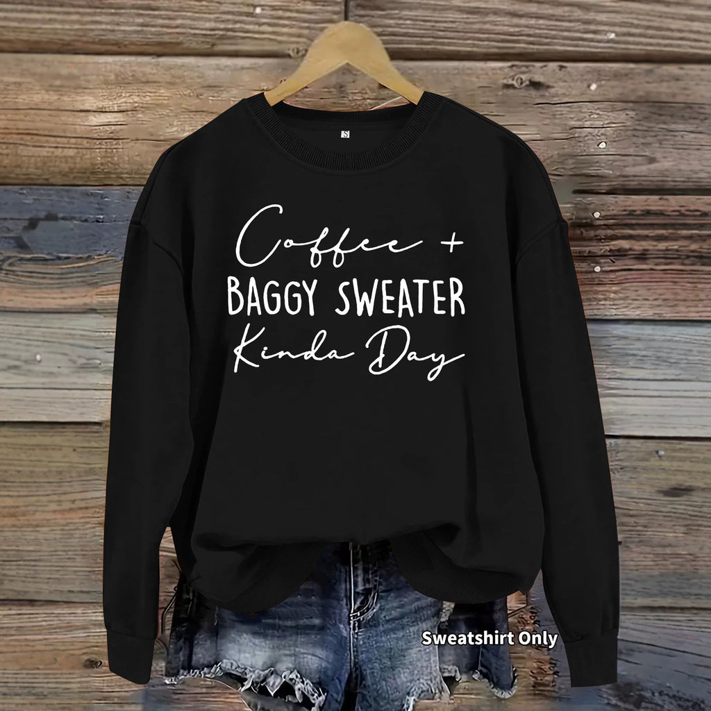 Letter printed round neck long sleeved sweatshirt