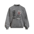 Vintage Number  Portrait Print Long Sleeve Crew Neck Men's Sweatshirt with Distressed Wash