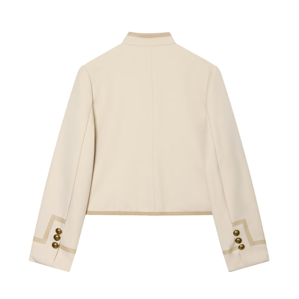 Casual loose buckle shoulder padded jacket for women