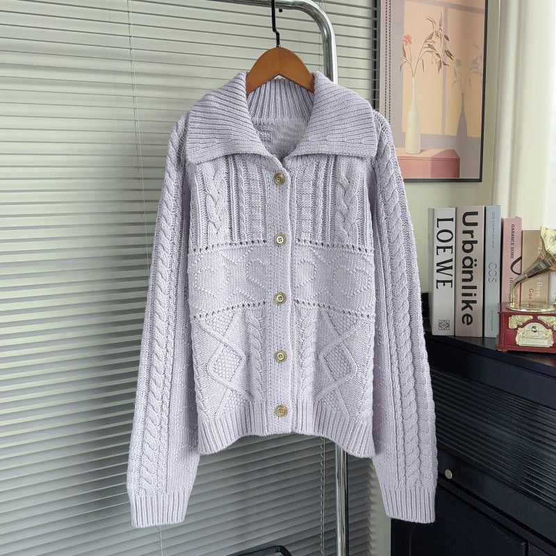 Collar long sleeved sweater