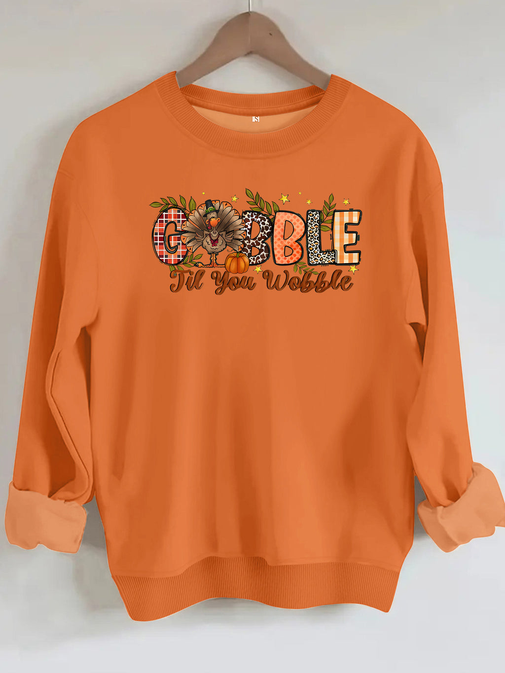 Turkey print loose fleece hoodie