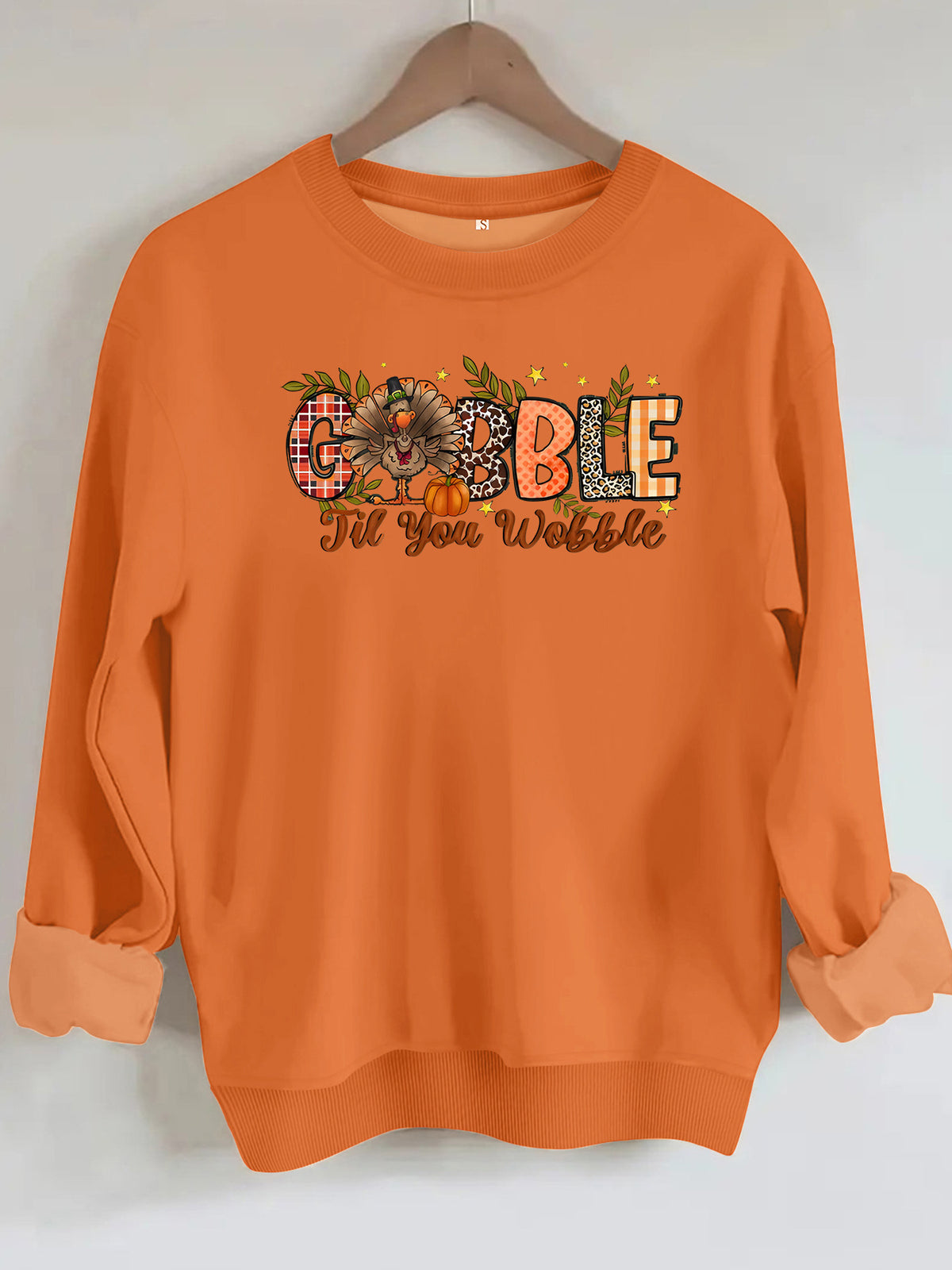 Turkey print loose fleece hoodie