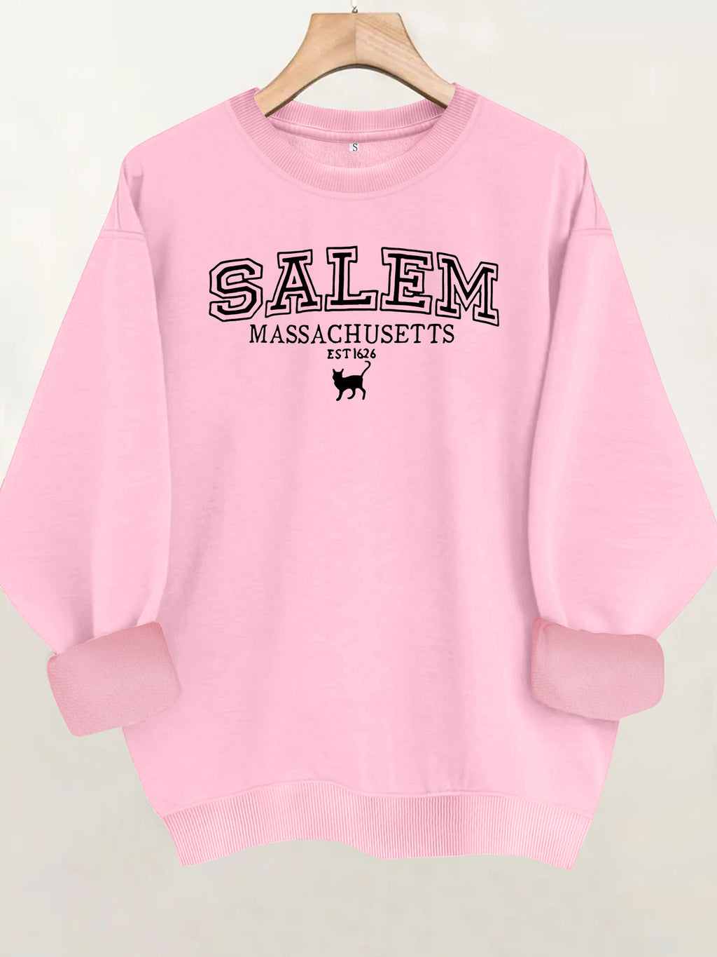 Printed loose long sleeved fleece hoodie
