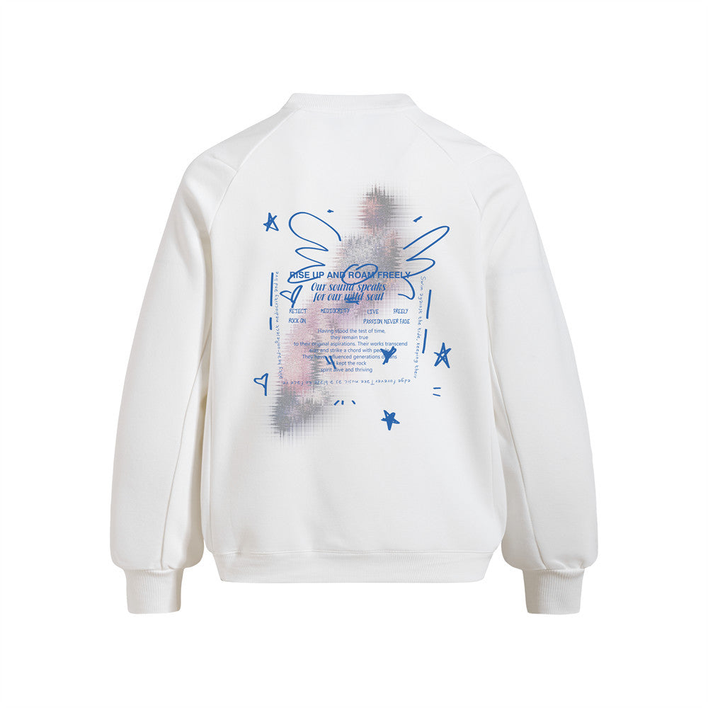 Men's Casual Star Print Long Sleeve Crew Neck Pullover Sweatshirt